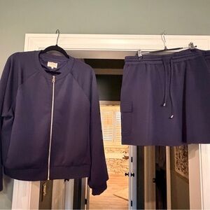 Women's Navy Zip Front Jacket and Drawstring Skort Set